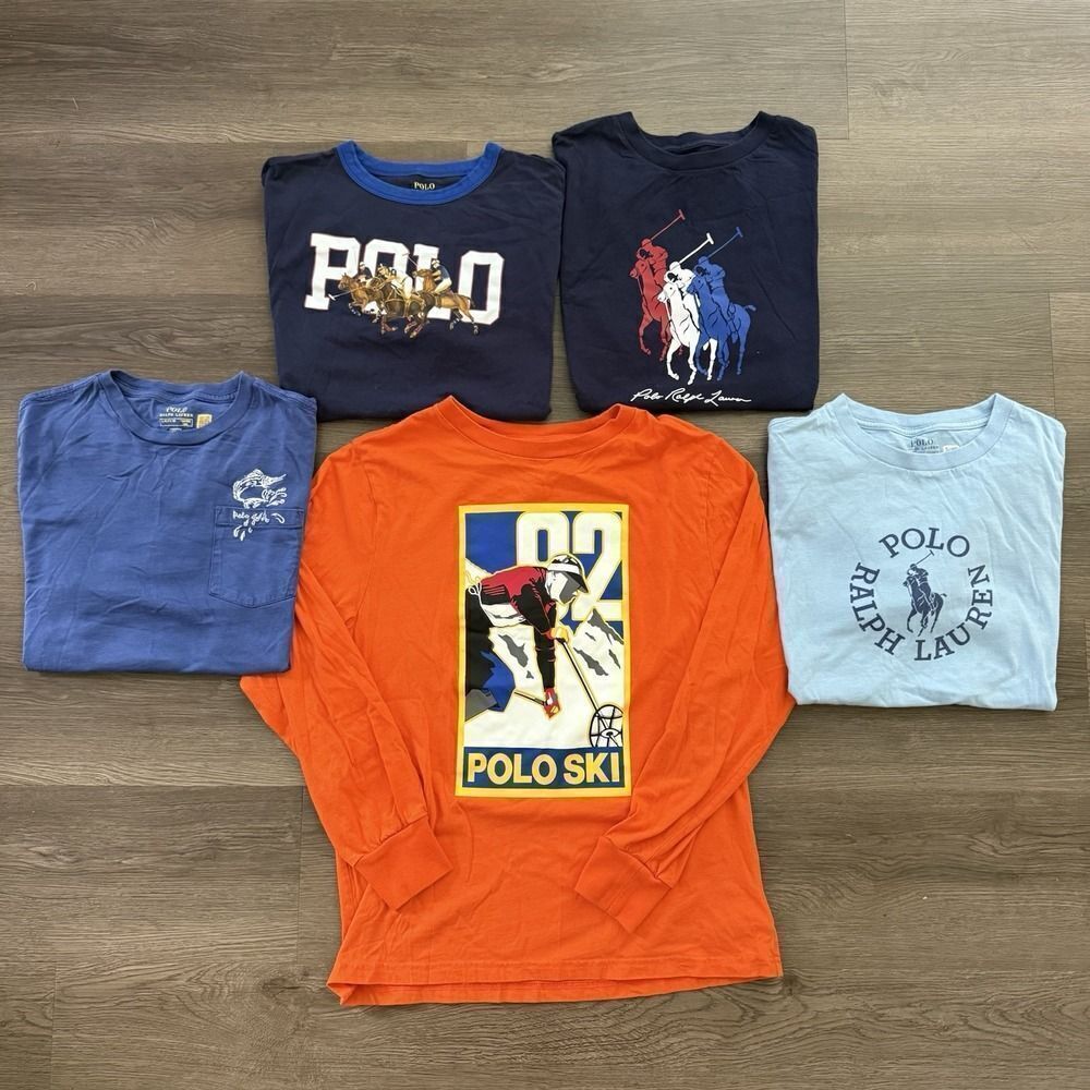 Polo Ralph Lauren Crew Neck T Shirt Boys L 14-16 Lot Stadium 1992 Pocket Graphic